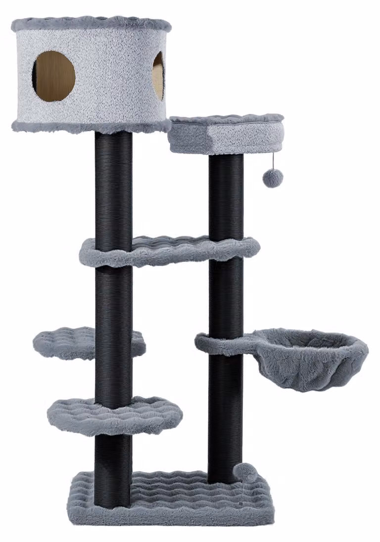 Torre per gatti Fudajo Empire, 190 cm, taglia XXL, con tiragraffi, casetta per gatti, amaca sospesa, cuccia e tiragraffi in corda di carta