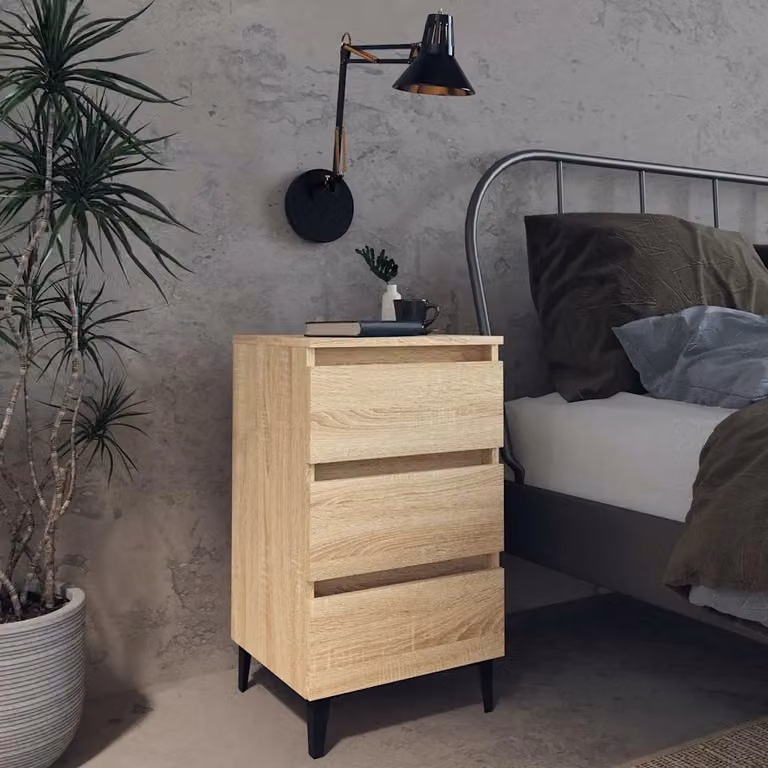vidaXL Comodino in Legno e Metallo Stile Industrial, Colore Marrone, L 40 cm x P 35 cm x H 69 cm