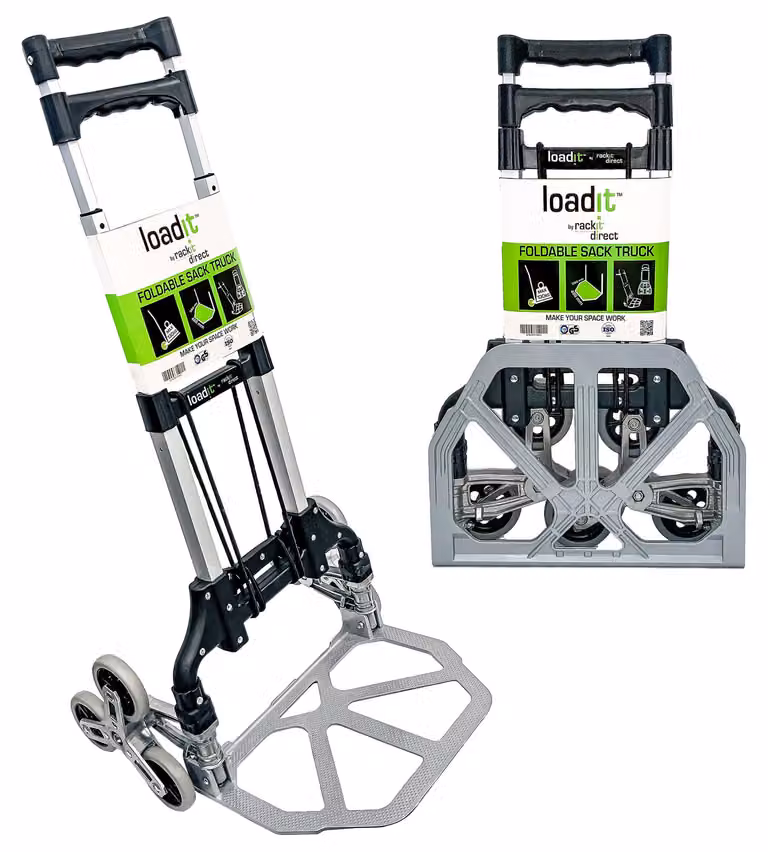 Carrello pieghevole per scale, portata 70 kg – 6 ruote in gomma, alluminio
