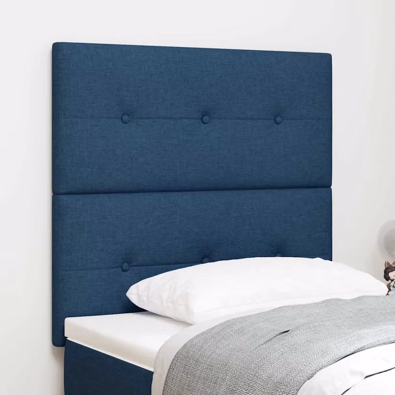 Testiera con LED vidaXL in tessuto blu con porte di ricarica USB, Larghezza: 100 cm