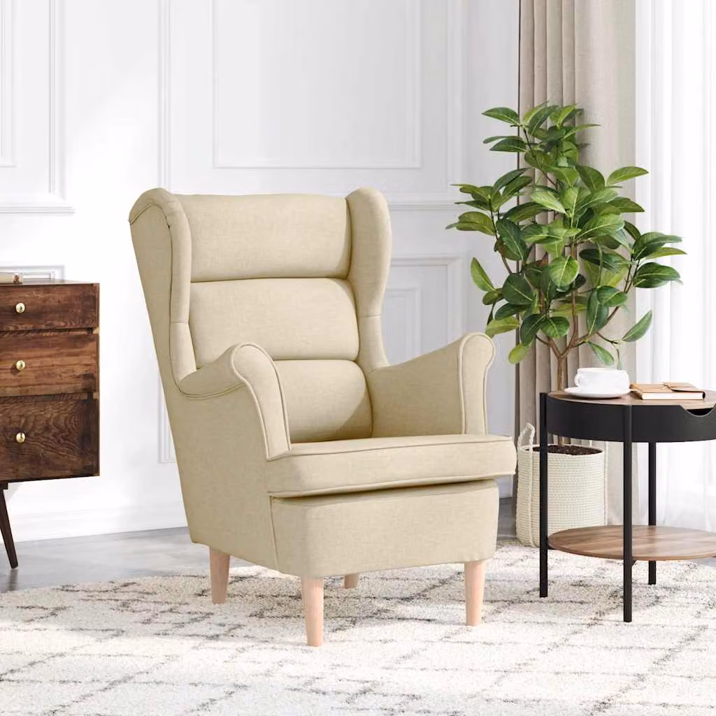 Poltrona moderna vidaXL in tessuto beige con braccioli e imbottitura in schiuma, L: 74 cm, P: 84 cm, H: 100 cm