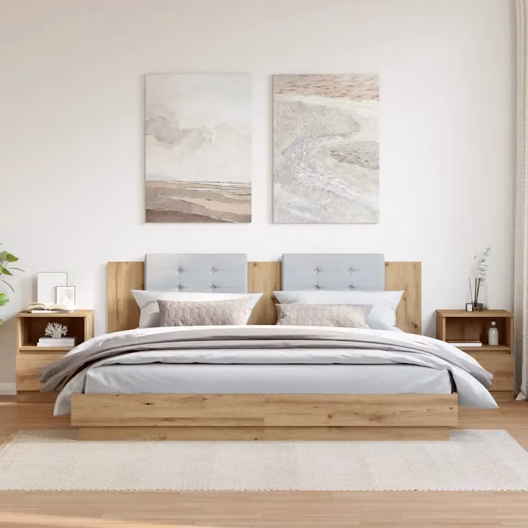 Set di 2 comodini sospesi vidaXL in legno e metallo marrone per camera da letto L/P/H: 40 x 40 x 50 cm