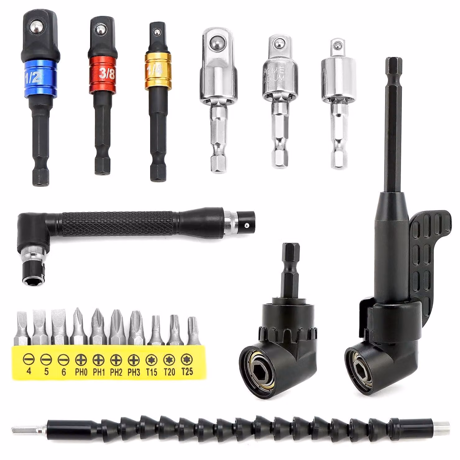 Omgoods - Set di 20 cacciaviti a angolo con prolunga flessibile e accessori