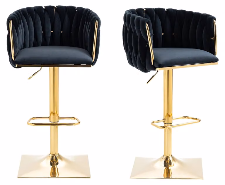 Sgabello da bar - Sgabello per bar - Sedia da cucina - Sedia per caffè - Regolabile da 63 a 87 cm - Rotazione a 360° - Nero