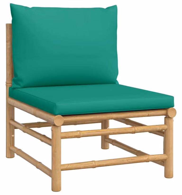 Panca da giardino in bambù con rivestimento verde per esterni