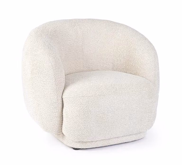 Poltrona TECLA in tessuto effetto bouclé naturale