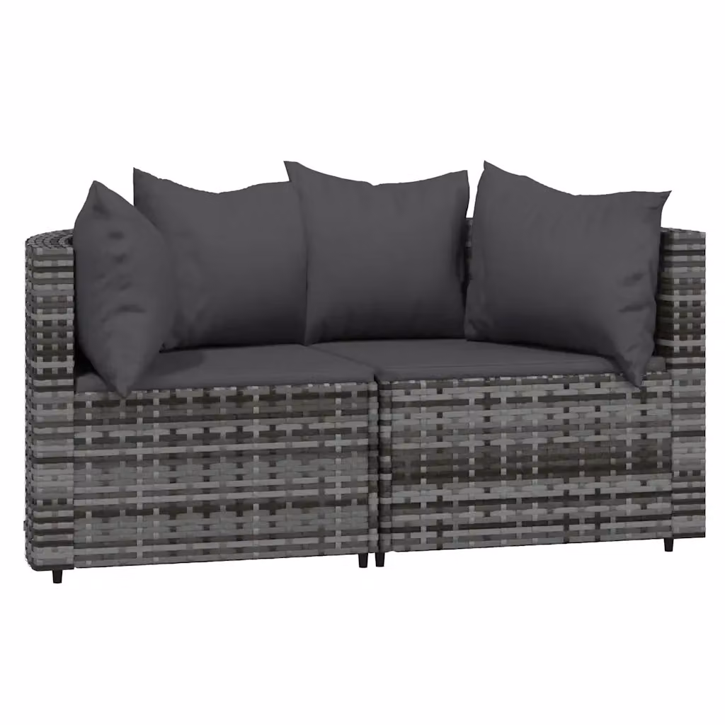 Set di divani angolari da giardino vidaXL in rattan con cuscini, colore antracite – 2