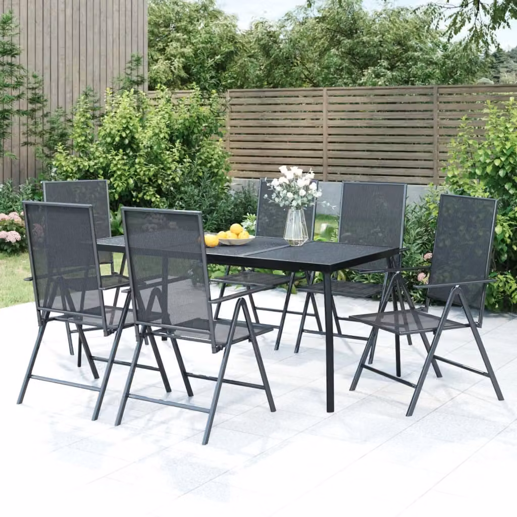 The Living Store Set da pranzo da giardino 7 pezzi in acciaio antracite