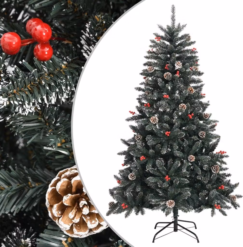 Albero di Natale artificiale con supporto verde 120 cm in PVC