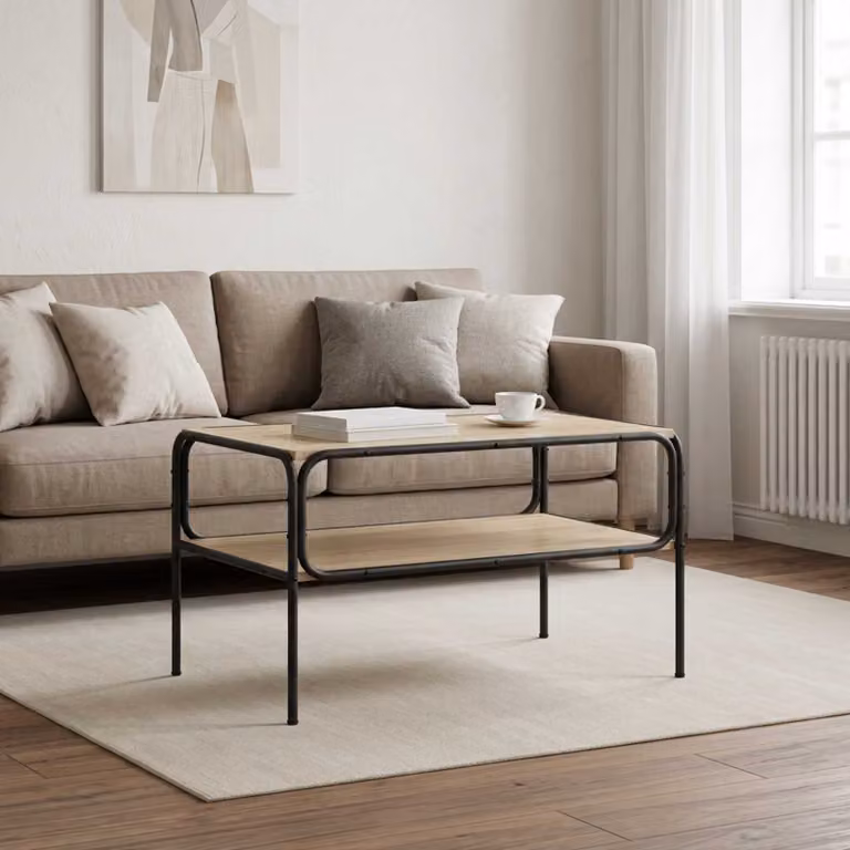 vidaXL Tavolo laterale moderno in rovere color marrone L: 100 cm, P: 50 cm, H: 46 cm