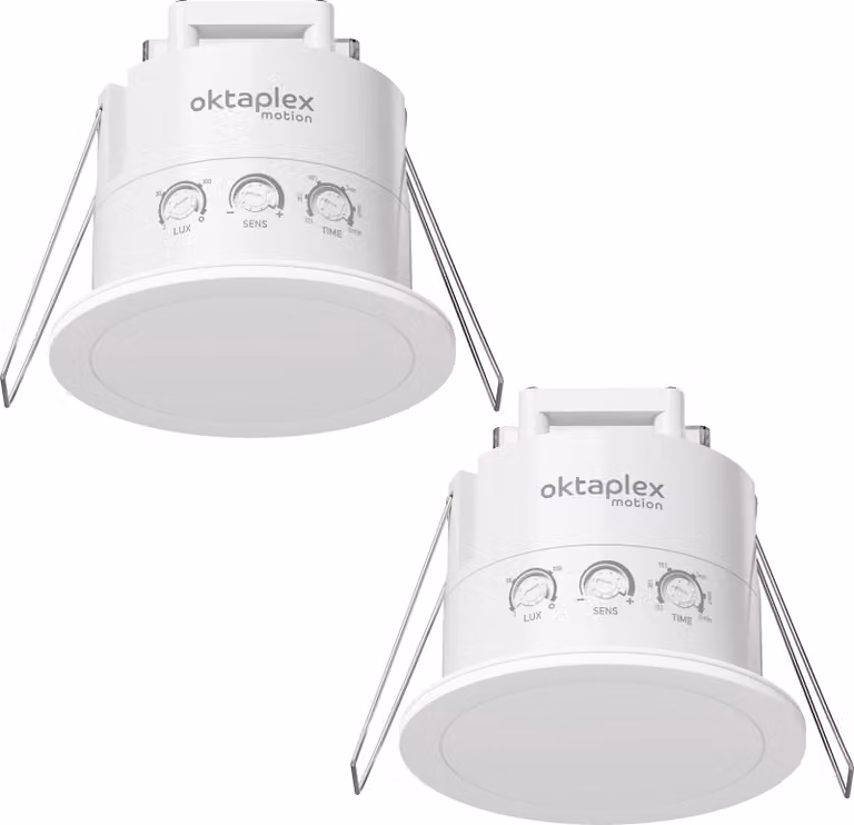 Set da 2 rilevatori di fumo Oktaplex, sensore di presenza Noa, montaggio a soffitto a 360 gradi, interno, tecnologia radar a 24 GHz, grado di protezione IP65, colore bianco