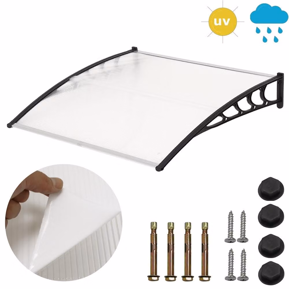 Tettoia per porta d'ingresso in plastica Tettoia per porta d'ingresso Tettoia per porta 150x90 cm