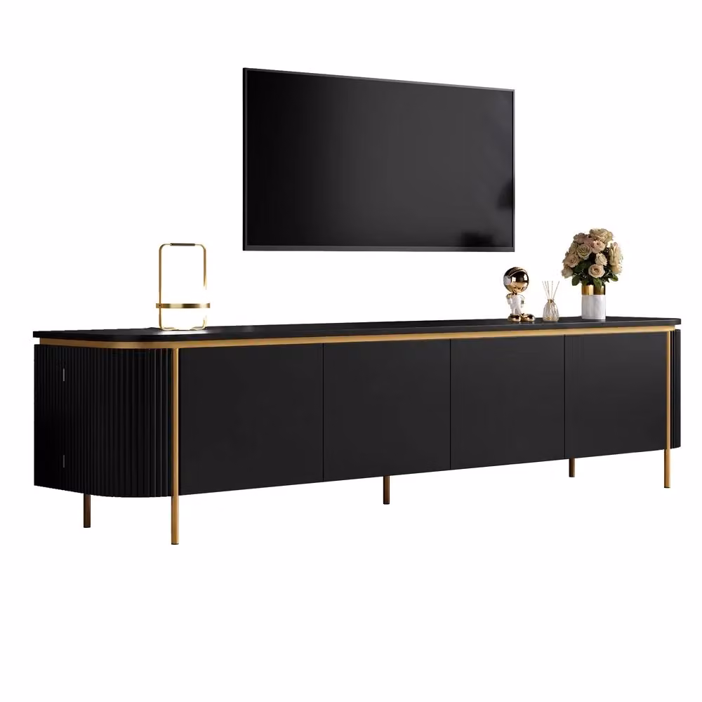 Mobile TV Minimal per soggiorno in MDF nero con 6 ante L: 120 cm, P: 30 cm, H: 40 cm – 2