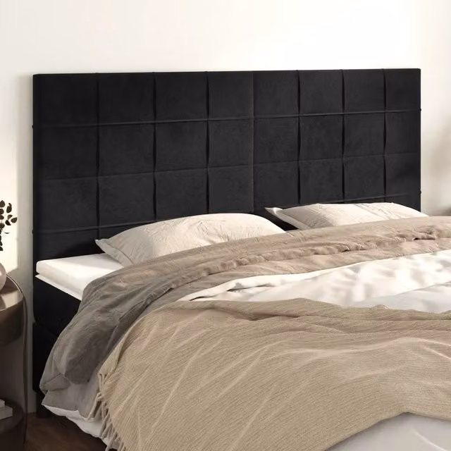 Testiera decorativa in velluto nero Design Mania L: 180 cm, P: 5 cm, H: 118/128 cm – 1