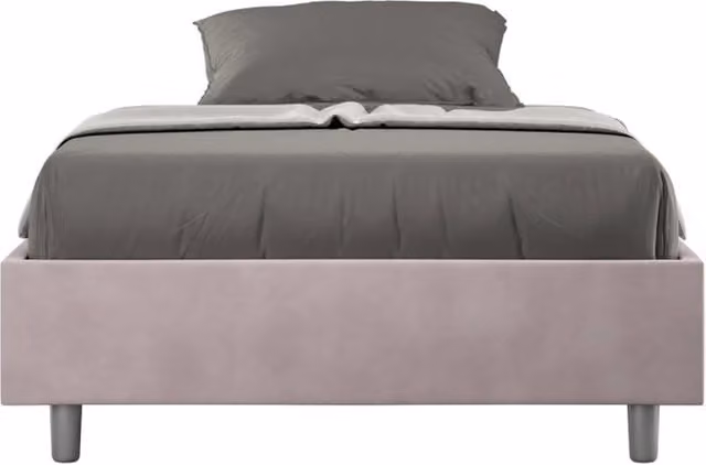 Letto una piazza e mezza con rete imbottito 130x200 microfibra glicine Azelia