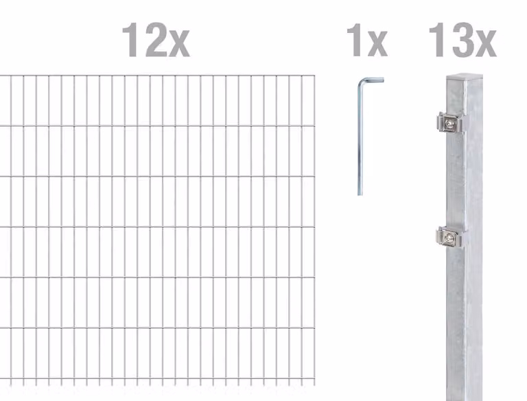 Recinzione a pannelli doppi, modello Alberts 669812, kit completo da 22 elementi, zincata a caldo, altezza 123 cm, lunghezza 25 metri