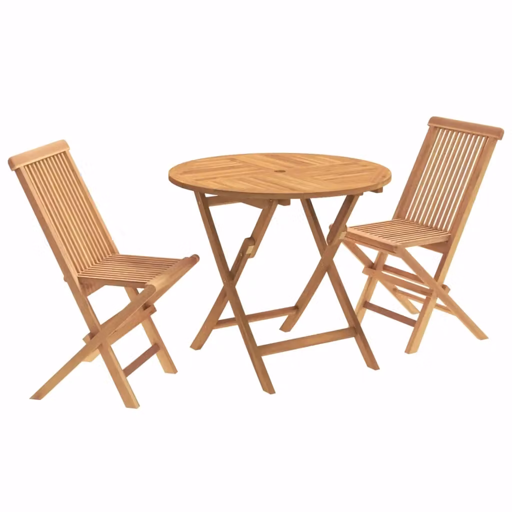 Set Bistro da Giardino Pieghevole 3 Pezzi vidaXL in Legno di Teak Marrone – 2