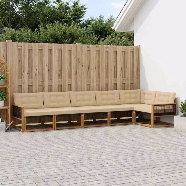 Set di divani da esterno 6 pz Naturale e Beige 3381457