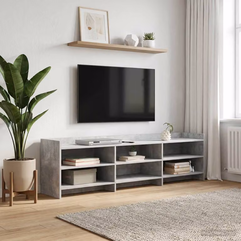 Mobile TV moderno vidaXL in legno ingegnerizzato e MDF, Grigio Cemento, L: 168 cm, P: 33 cm, H: 47 cm