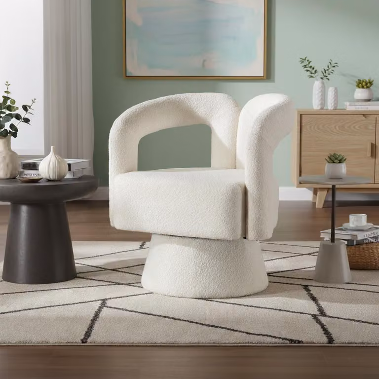 okwish sedia girevole a 360°, sedie per sala da pranzo poltrona per il tempo libero poltrona lounge sedia imbottita reclinabile, beige