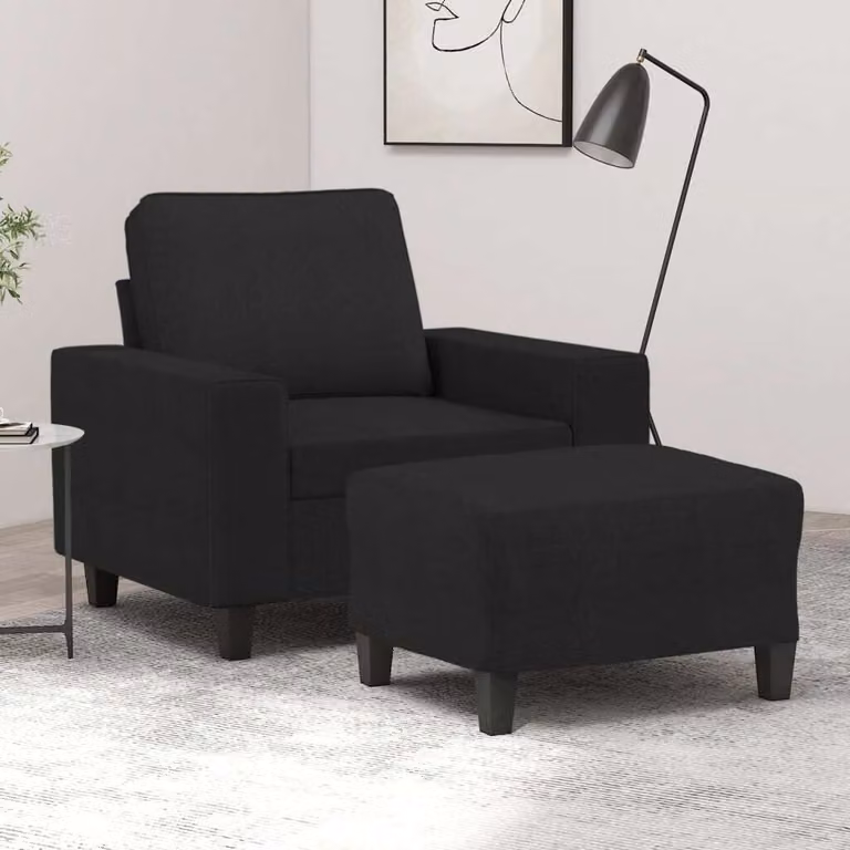 Maison Exclusive - Poltrona con poggiapiedi, nero, 60 cm, tessuto