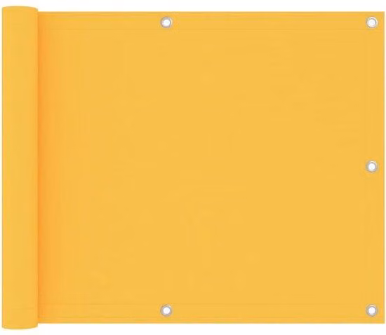 Ombrellone da balcone 75x300 cm in tessuto Oxford, colore giallo, resistente al vento e ai raggi UV, per ringhiere basse