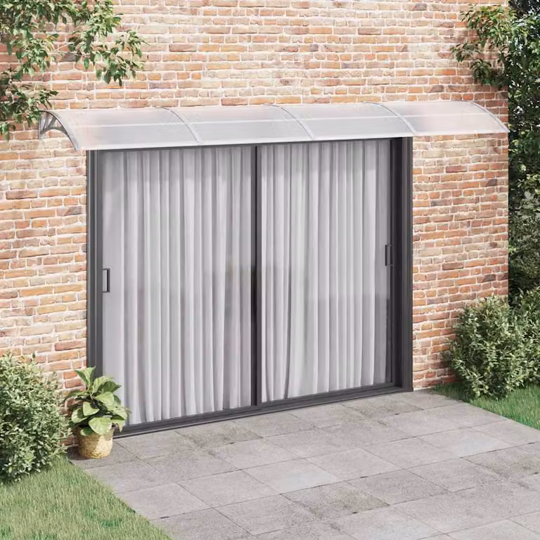 Pensilina per porta vidaXL grigia in policarbonato L: 400 cm, P: 100 cm