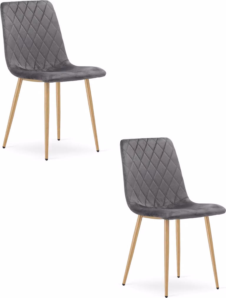 Sedia TURIN - velluto grigio scuro / gambe in legno x 2