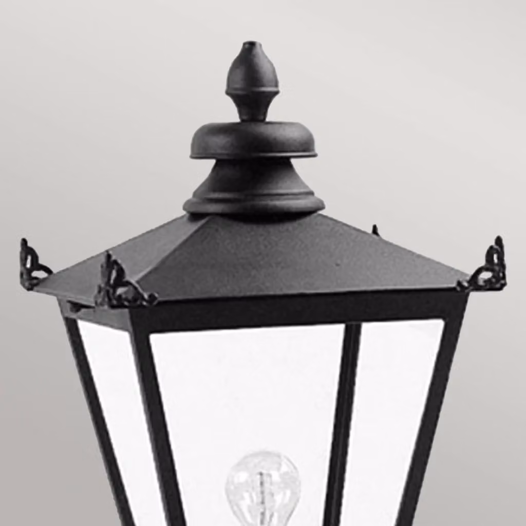 Lampione da esterno Wilmslow Elstead nero con base a piedistallo e vetro trasparente, attacco E27 60W, protezione IP23 – 2