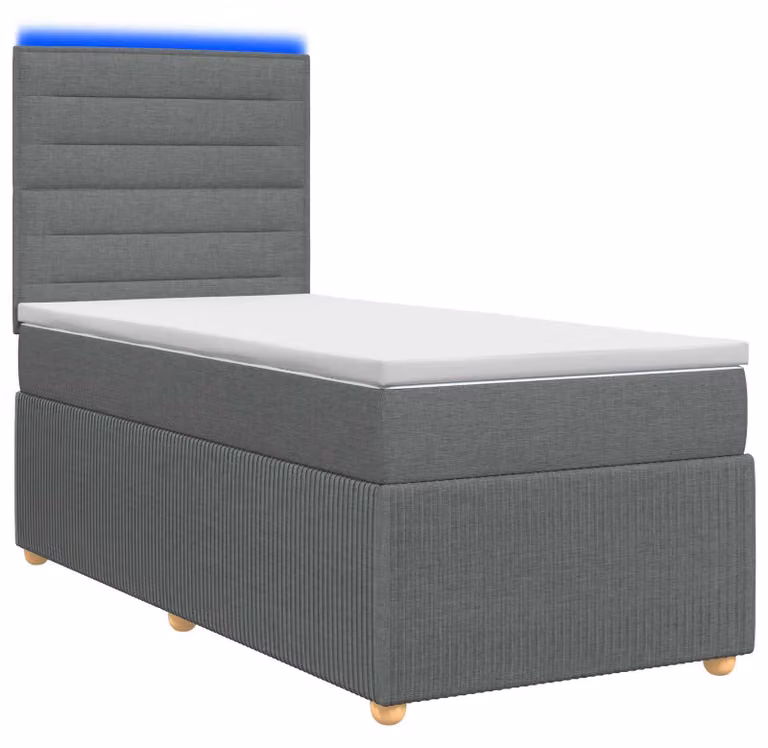 Letto boxspring LED con materasso grigio scuro 100 x 200 cm tessuto