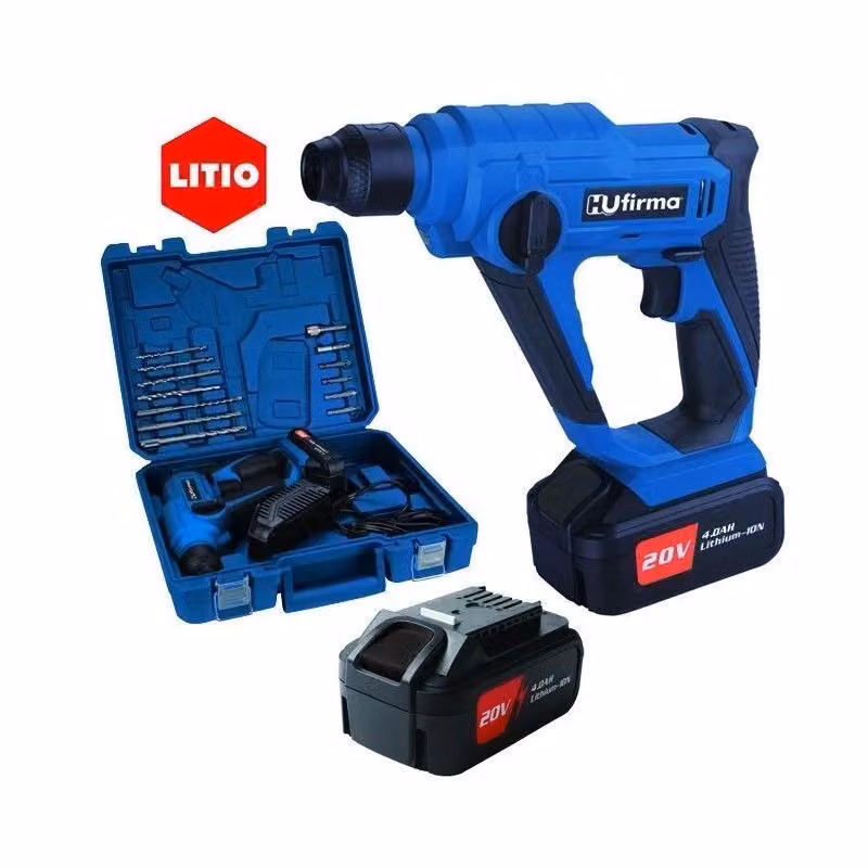 Trapano tassellatore cordless Hu-Firma HU-TS20-LI 20V con 2 batterie da 4Ah e sistema SDS-PLUS, colore Nero e Blu – 2