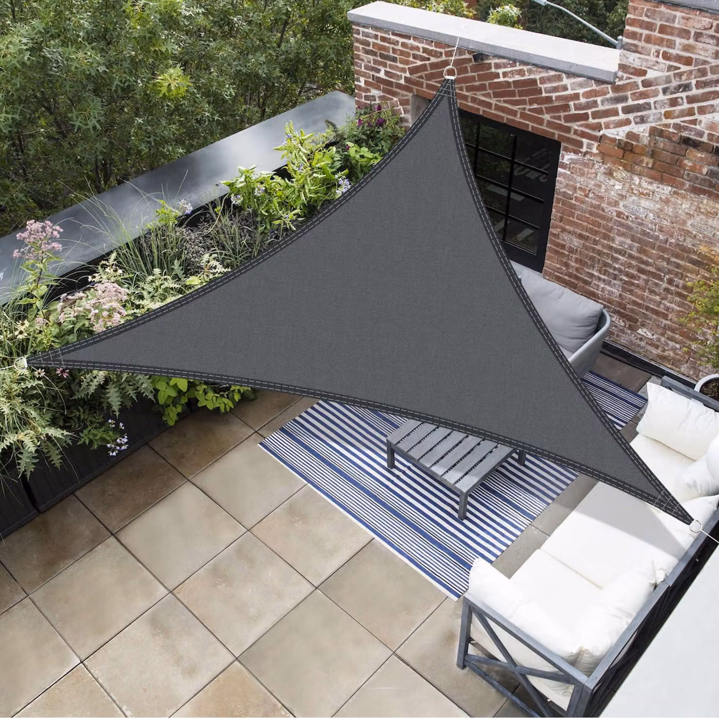 Telo ombreggiante triangolare - 2,5 x 2,5 x 2,5 metri - Poliestere impermeabile - Grigio antracite