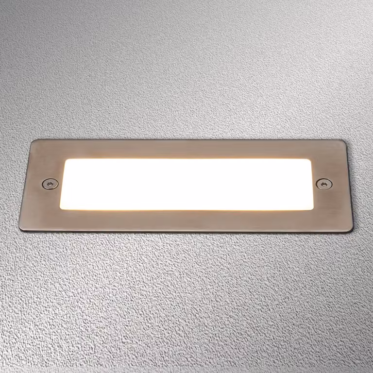 Lucande applique a LED da incasso Holly, 17 cm, acciaio inox HOLLY, Alluminio / Grigio / Zincato, Acciaio Inox, Moderno, Applique da esterni