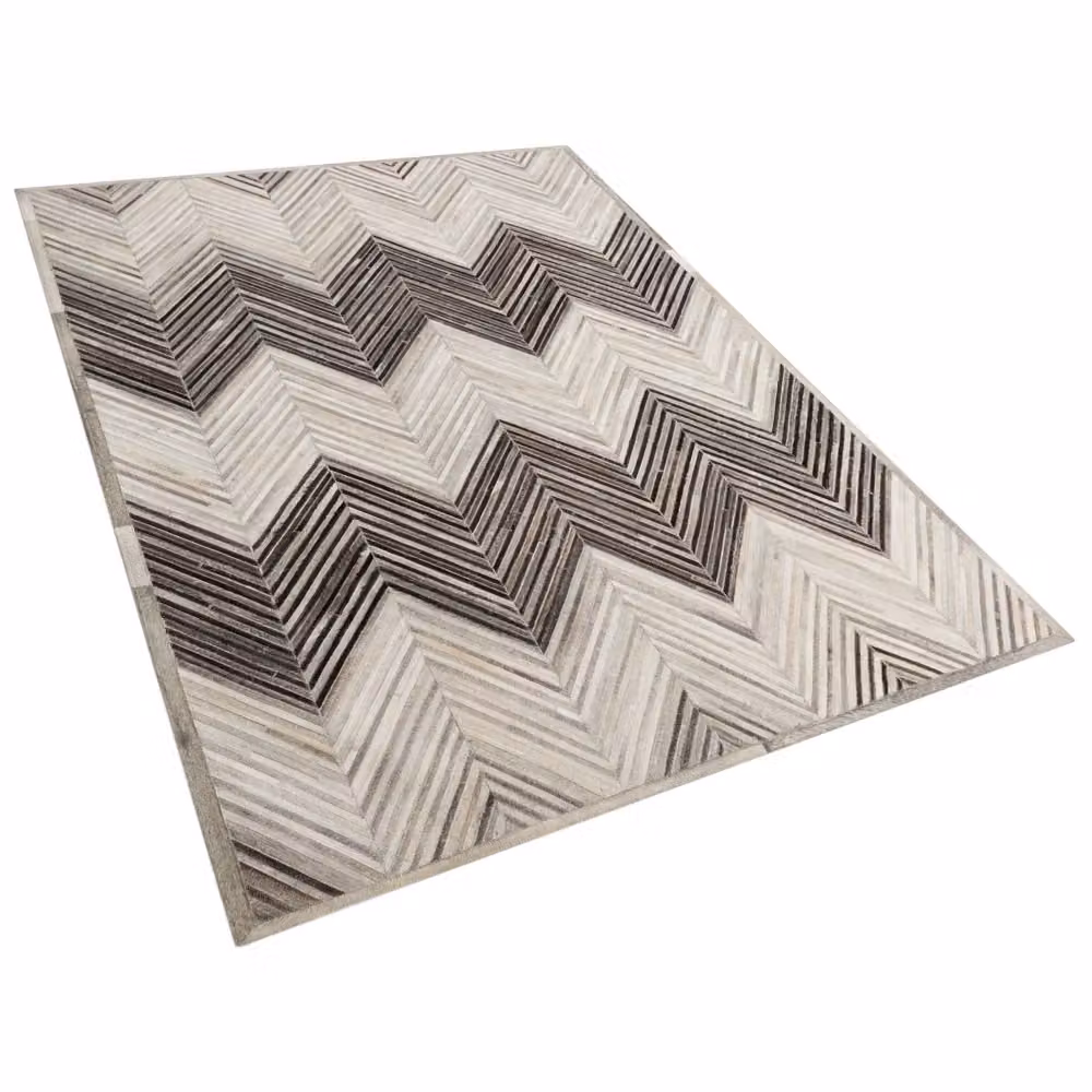 Tappeto Patchwork in Pelle Bovina BELIANI Grigio L: 160 cm, P: 230 cm – 2