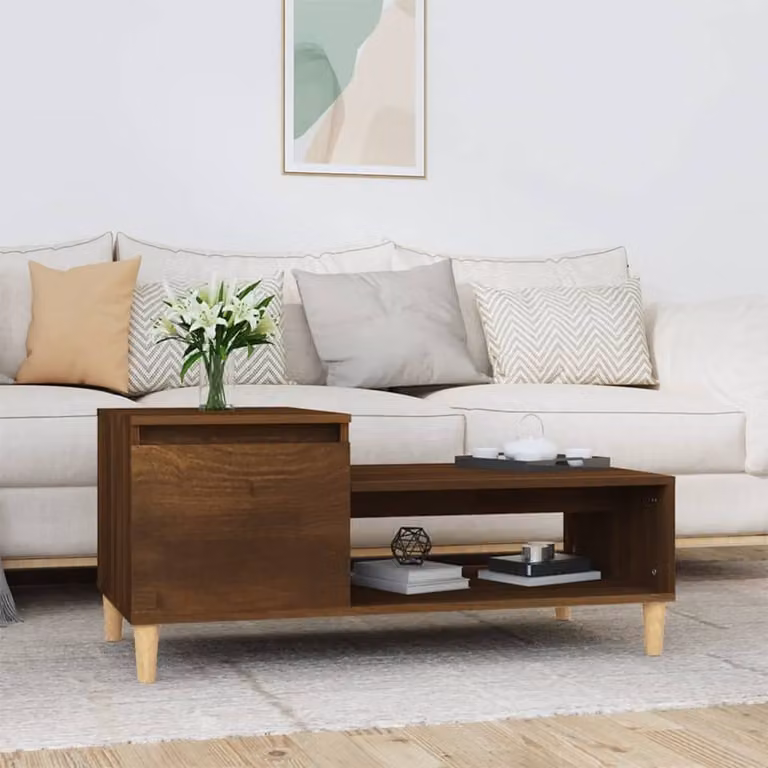 Tavolino The Living Store in rovere marrone 100x50x45 cm materiale a base di legno