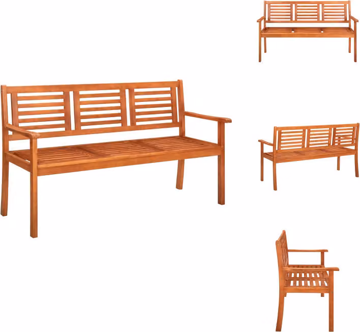vidaXL Panca da giardino a 3 posti 150 cm in legno massiccio di eucalipto - Panche da giardino