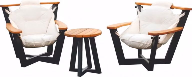 Schwarz Braun Sessel Set Gartenmöbel Polster Sitzmöbel 3tlg Outdoor
