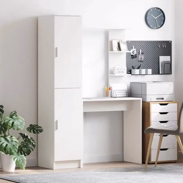 Scrivania con lo scaffale con archiviazione 2 pz Bianco 3337281