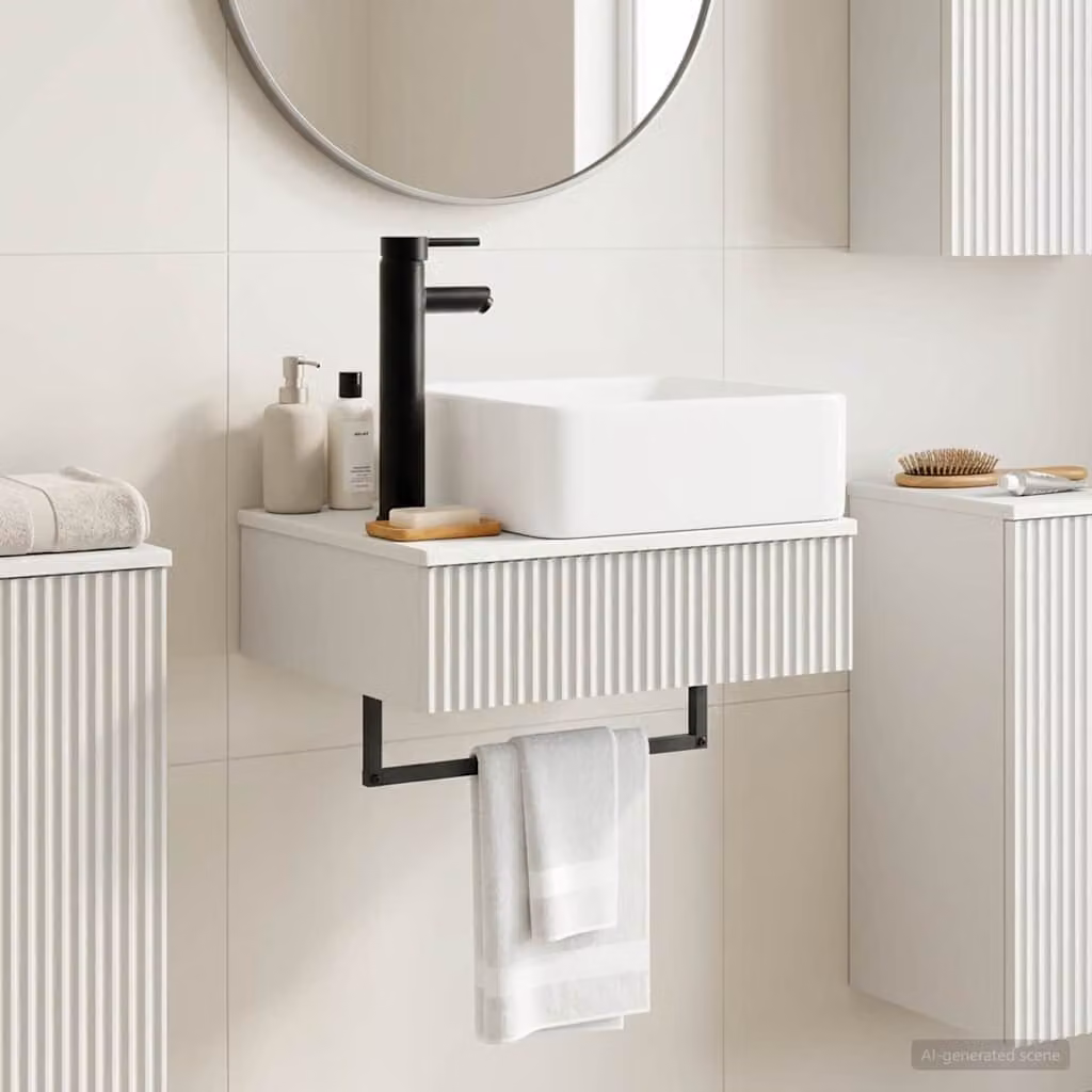 Lavabo da parete vidaXL bianco in legno MDF per bagno L 53 x P 35 x H 39 cm