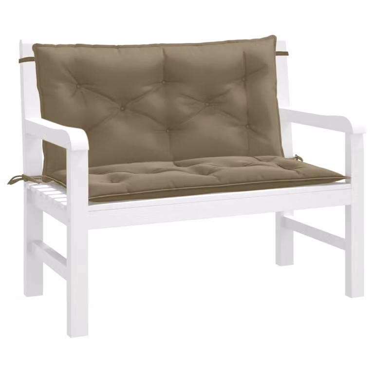 Set di 2 cuscini rettangolari per panca da giardino vidaXL in tessuto resistente ai raggi UV e antiscivolo, L 100 cm x P 50 cm x H 7 cm, Beige/Grigio/Marrone
