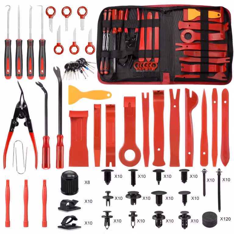Kit di 250 pezzi per lo smontaggio di interni auto e rivestimenti - Utensile universale