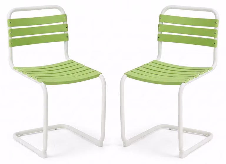 Set di 2 sedie in acciaio e polipropilene, con piedini antiscivolo, design moderno, ideali per giardino, terrazzo, cucina, bar e ristoranti – modello Nadia, colore verde lime