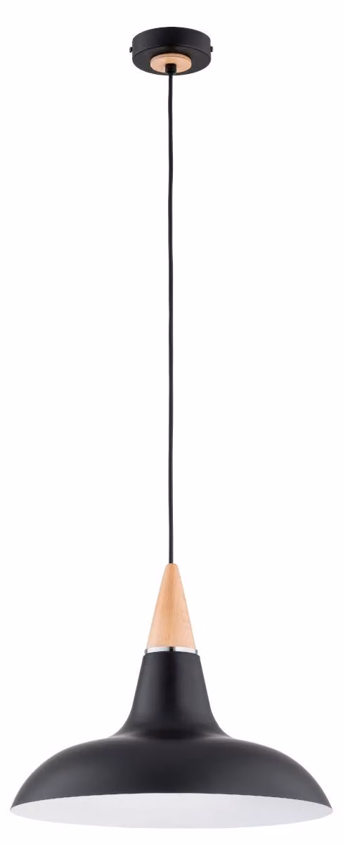 Lampada a sospensione DORO nera-legno chiaro 1xE27x15W metallo dim.: 90x38,5x38,5 cm IP20 Alfa