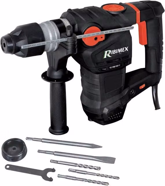 Martello perforatore Ribimex con attacco SDS Plus, potenza 1500W e forza d'urto 5,5J, colore nero