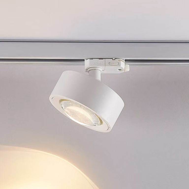 Molto Luce Faretto a binario trifase LED Mag, bianco, 830 dimmerabile, Bianco / Opale, Studio / Ufficio, Alluminio, Moderno