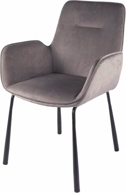 Sedia Eliot 125 con Braccioli in Velluto Grigio