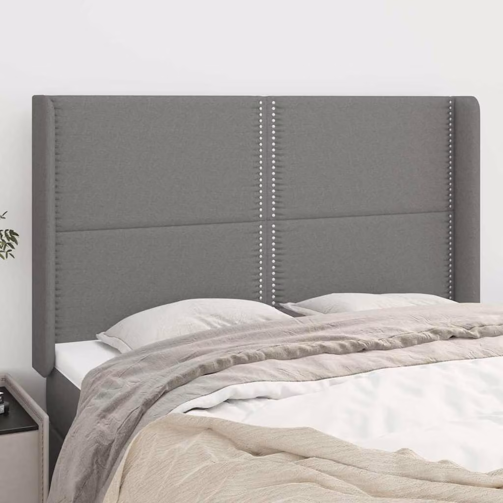 Testiera ad orecchio vidaXL in tessuto grigio scuro L: 147 cm, P: 16 cm, H: 118/128 cm