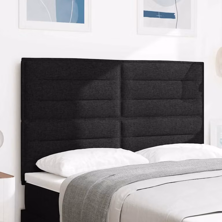 Testiera per letto vidaXL con illuminazione LED integrata, rivestimento in tessuto nero, larghezza 160 cm