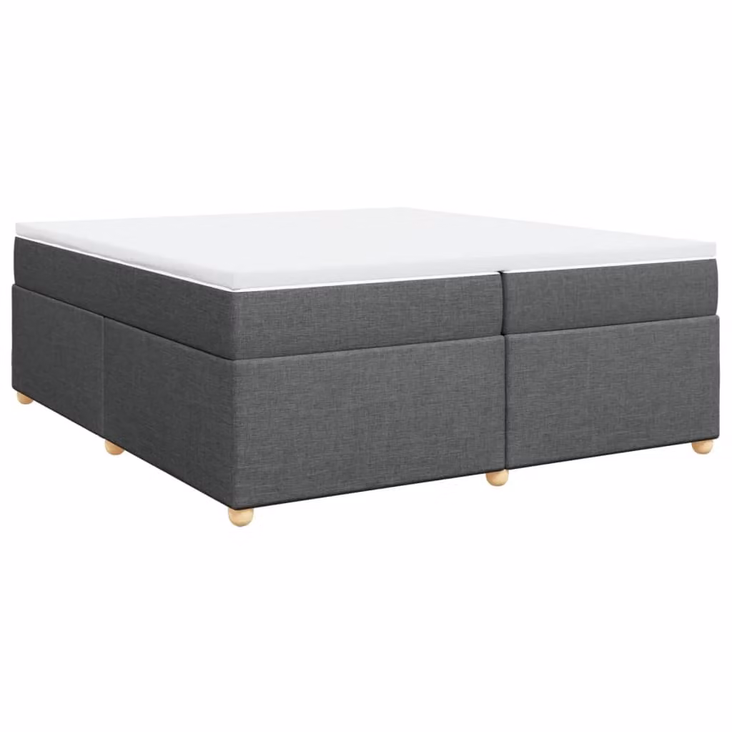 Giroletto a Molle con Materasso Grigio Scuro 200x200 cm Tessuto