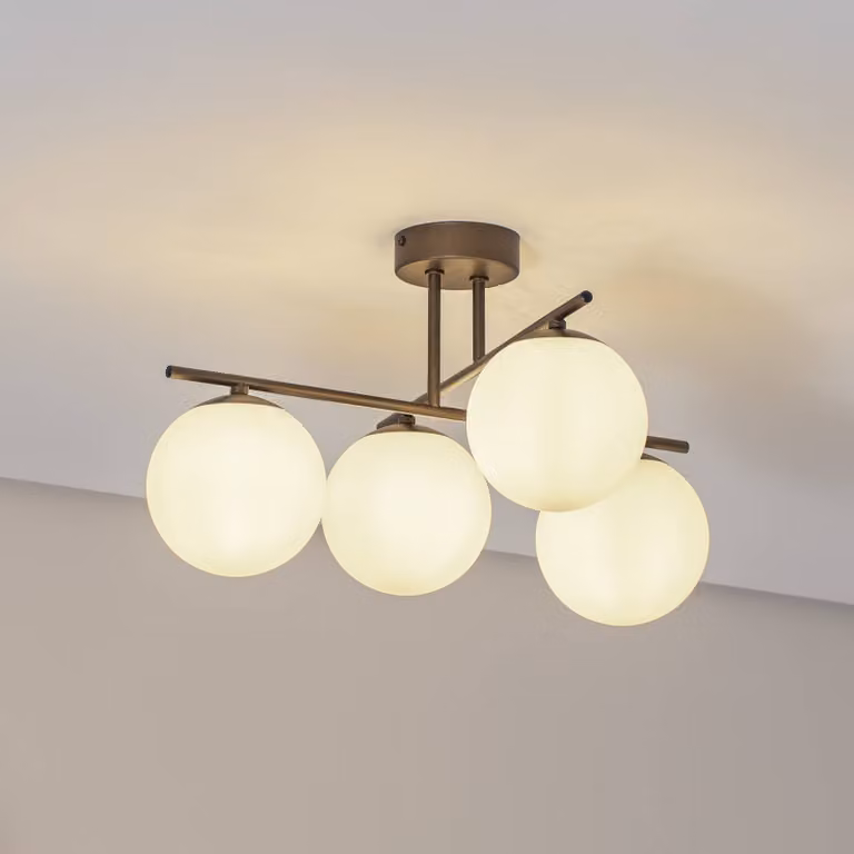 Plafoniera soffitto Aurora Domiluce, dimmerabile, Marrone / Ruggine, Soggiorno / Sala da pranzo, Vetro, Plafoniera